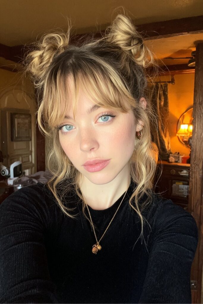 Double High Puff with Layered Side Bang