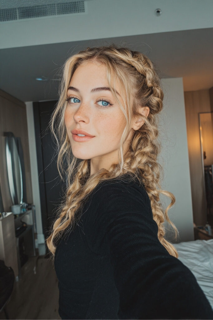 Dutch Braid to Curly Ponytail