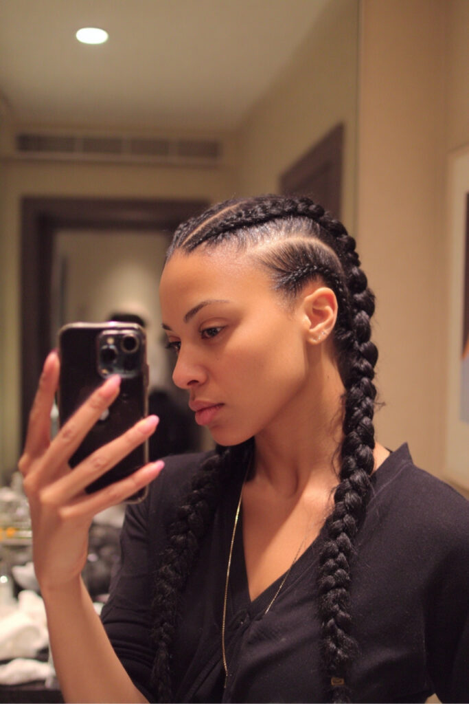 Jumbo Half Moon Braids with Shaved Sides