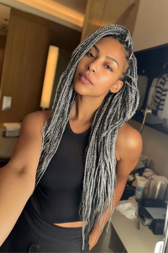 Silver-Gray Box Braids