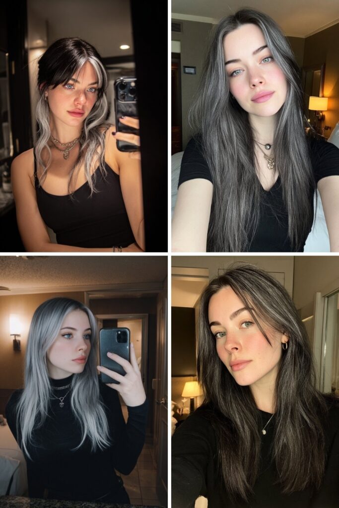 grey blending dark hair