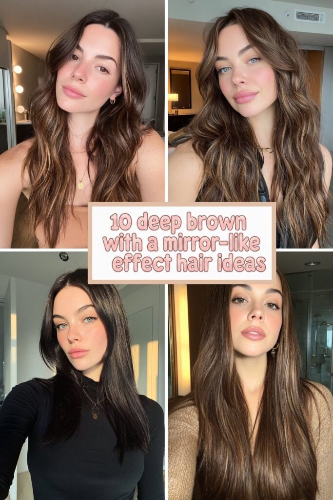10 deep brown with a mirror-like effect hair ideas