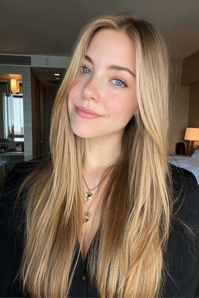 Amber Honey Blonde with Vanilla Money Pieces