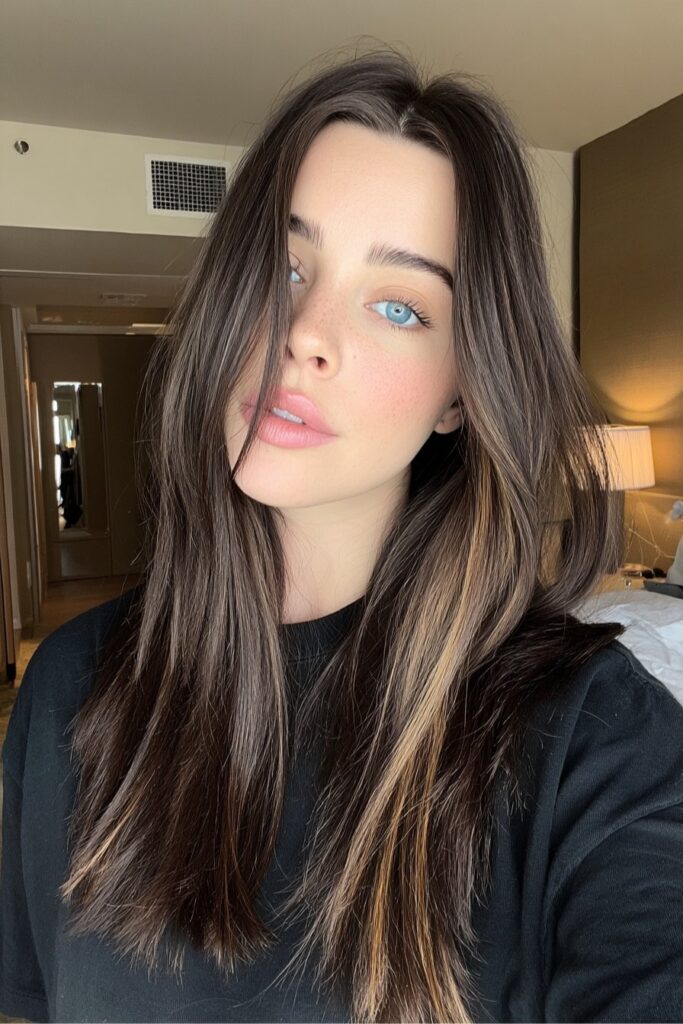 Caramel Swirl Balayage on Dark Brown