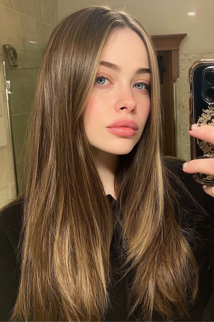 Cool Mocha Balayage with Vanilla Highlights