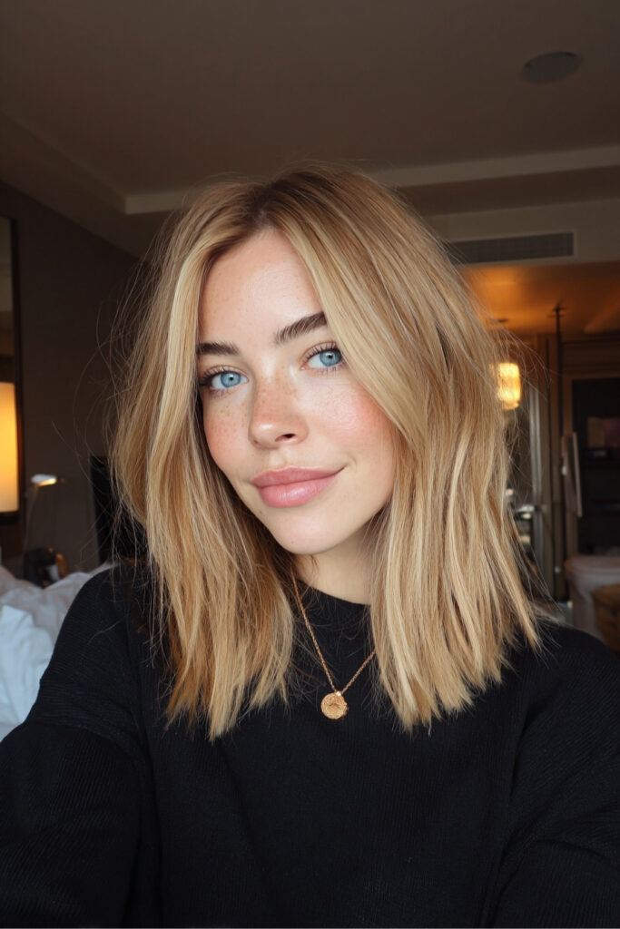 Honey Blonde Bob with Brightening Money Pieces