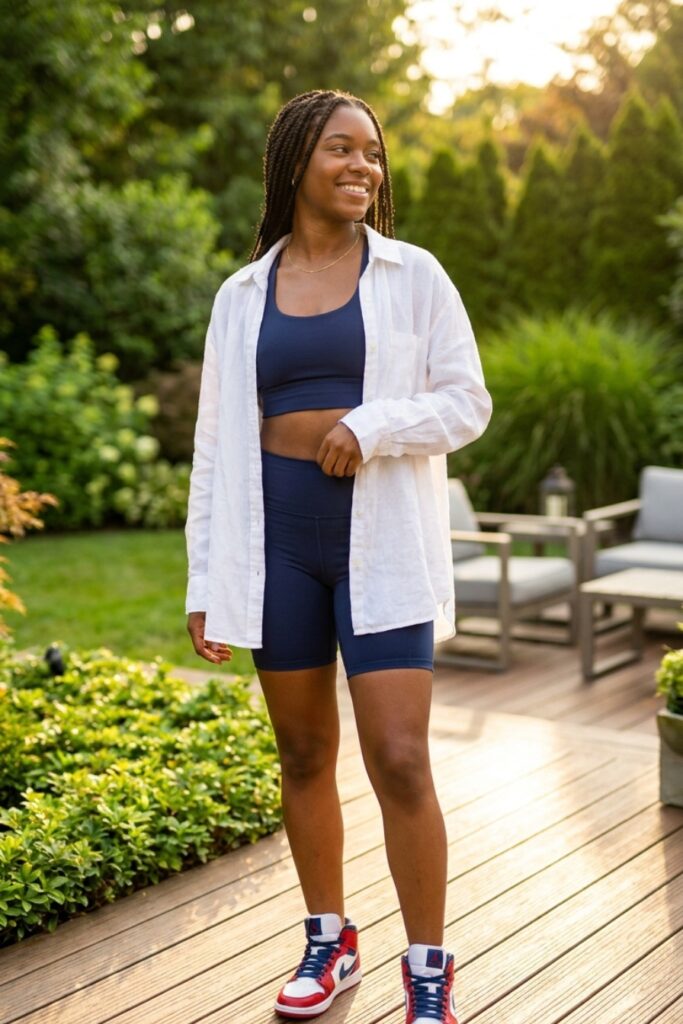 Athleisure Patriotic Set with High-Top Sneakers