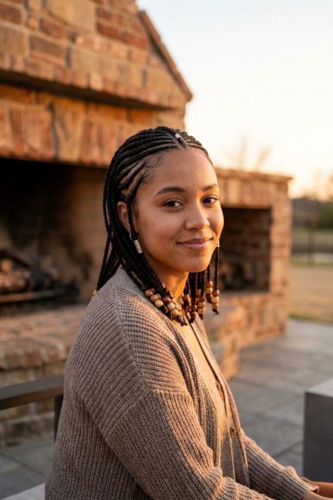 Fulani Braids with Wooden Accents