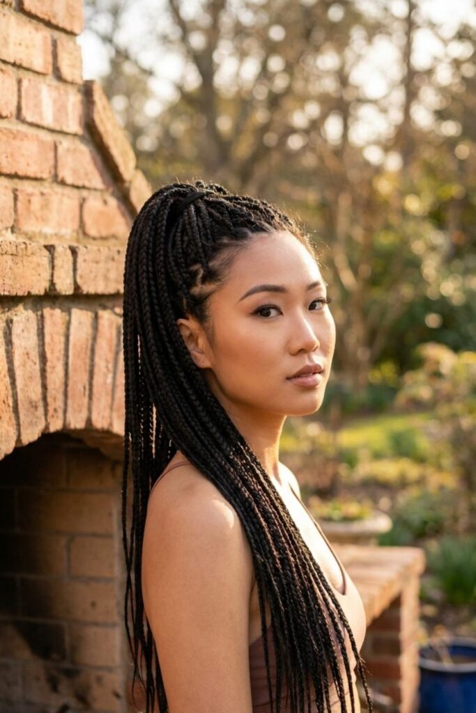 Snatched High-Pony Box Braids