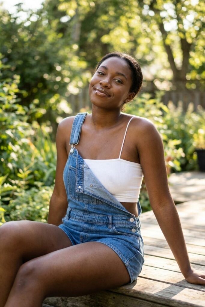 The Denim Overall Romper