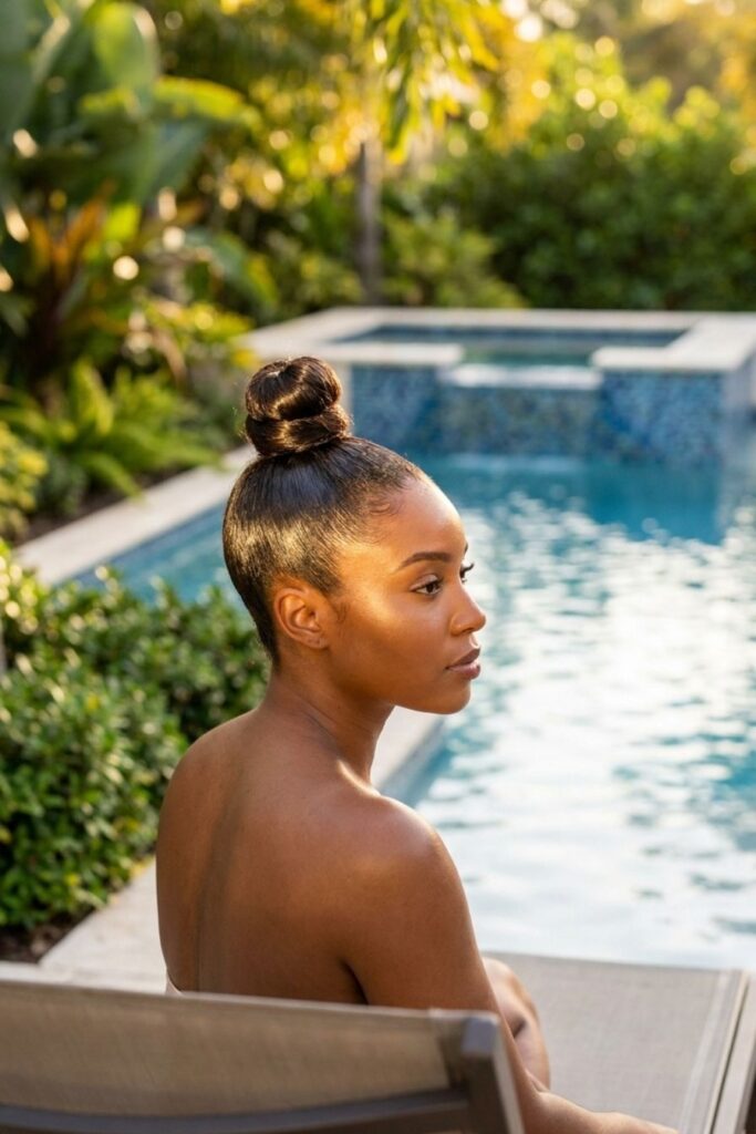 The Sleek High-Gloss Topknot
