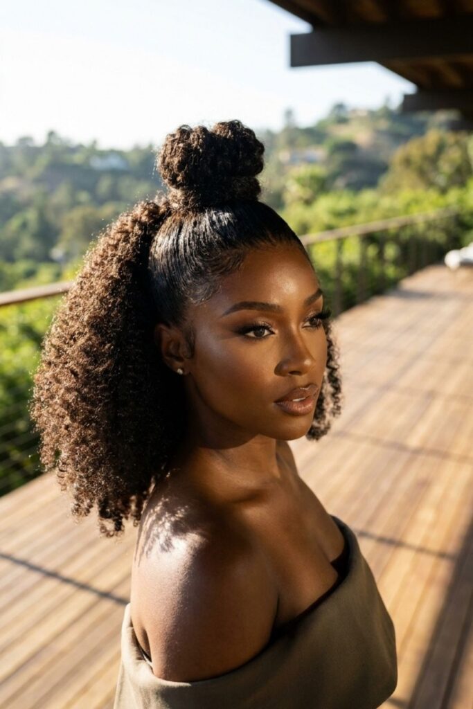 The Sculpted Silhouette Half-Up Top Knot