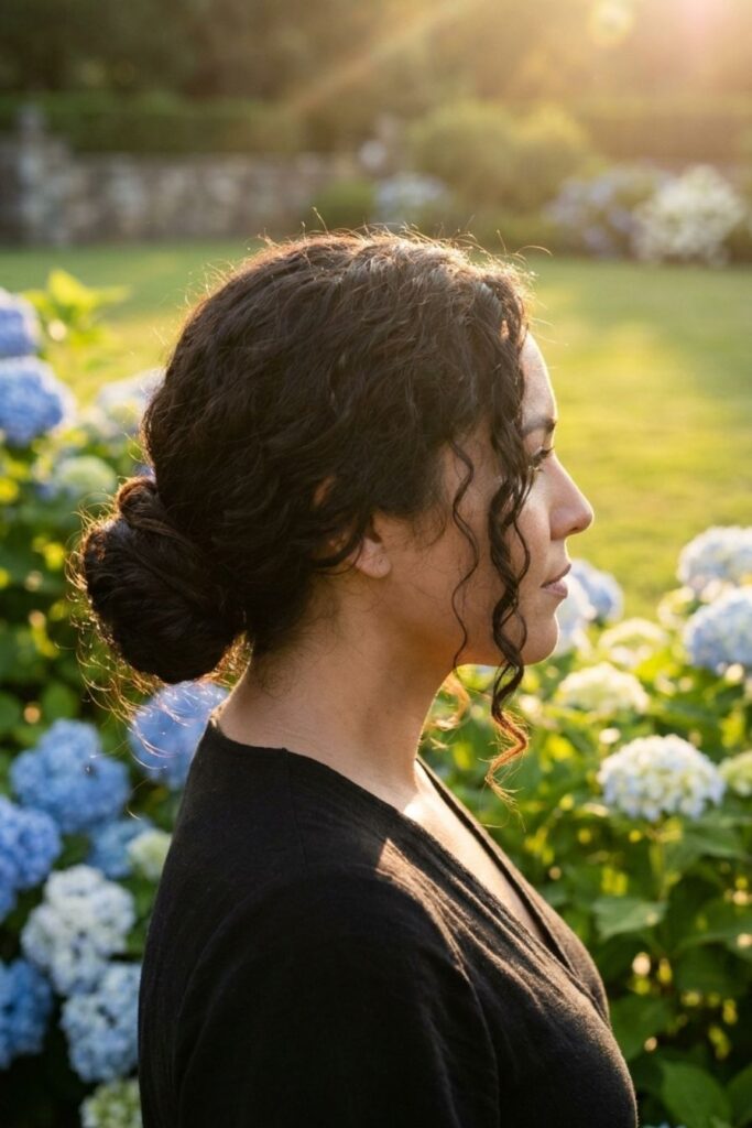 The Wrapped Low Bun with Textured Tendrils